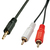 Lindy 35680 kabel audio 1 m 3.5mm 2 x RCA Czarny