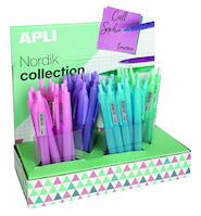 Długopis automatyczny żelowy APLI Nordik, trójkątny, wkład niebieski, mix kolorów pastel