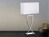 Große Tischlampe ANNI Chrom mit Stoffschirm Weiß eckig - Höhe 51cm