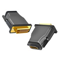 Helos Adapter vergoldet, HDMI Buchse/ DVI Stecker, PREMIUM 4K, dunkelgrau