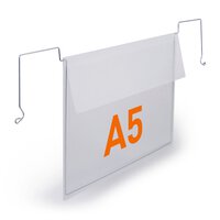 Durable Wire Hanging Document Pocket | 50 Ticket Holders With Flaps | A5 Clear