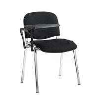 Taurus meeting room chair with chrome frame and writing tablet - charcoal