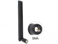 LoRa 868 MHz Antenne SMA Stecker 3 dBi omnidirektional mit Kippgelenk schwarz, Delock® [89769]