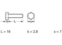 Sechskantschraube, Außensechskant, M4, 16 mm, Polyamid, DIN 933/ISO 4017
