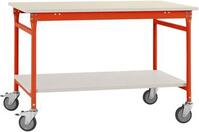 Manuflex BB5311.2001 Komplett BASIS oldalsó asztal melamin felső + közbülső polccal, szélesség nagysága: 1000 x 600 x 850 mm Pirosas narancs (RAL 2001)