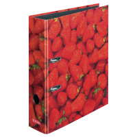 Ordner maX.file A4 8cm Erdbeeren, Bilderdruckpapier cellophaniert/Papier schwarz