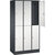 Armario guardarropa de acero de dos pisos INTRO, A x P 920 x 500 mm, 6 compartimentos, cuerpo gris negruzco, puertas en gris luminoso.