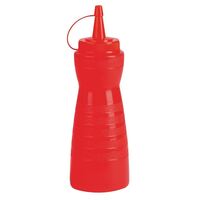 Vogue Red Lidded Sauce Bottle Plastic Condiment Dispenser