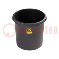 Poubelle; ESD; H: 320mm; Ø: 310mm; 18l; PP; noir