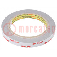 Tape: fixing; W: 12mm; L: 5.5m; Thk: 600um; acrylic; grey