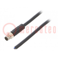 Connector: M8; male; PIN: 5; straight; plug; 3A; IP65,IP67; 30V; 1m