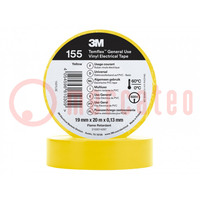 Tape: electro-isolatie; W: 19mm; L: 20m; Thk: 130um; geel; rubber