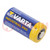 Battery: lithium; 3V; CR123A,CR17345; 1450mAh; non-rechargeable