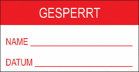 Etiketten - GESPERRT NAME DATUM, Rot/Weiß, 3.8 x 7.3 cm, Baumwollgewebe, B-500