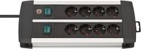 Brennenstuhl 1391000908 Base múltiple Premium-Alu-Line Technics con 2 y 3 interruptores (8 tomas)