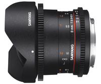 Samyang 8mm T3.8 VDSLR UMC Fish-eye CS II, Sony A SLR Objetivo de ojo de pez Negro