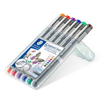 Staedtler Pigment Liner rotulador de punta fina Fino Azul, Marrón, Verde, Naranja, Rojo, Violeta 6 pieza(s)