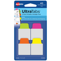 Avery Ultra Tabs Blanco tabbladindex Groen, Oranje, Roze, Geel