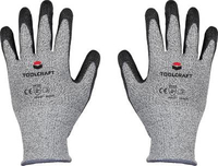 Toolcraft TO-5621610 beschermende handschoen Grijs Polyester, Polyurethaan, Synthetisch 2 stuk(s)