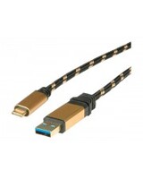 ROLINE Gold USB-Kabel USB Typ A M bis USB-C M 3.1 5 V 900 mA 50 cm Schwarz/Gold