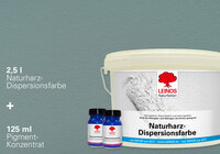 LEINOS Set Wandfarbe - 2,5l Naturharz-Dispersionsfarbe 660 + 125ml Pigment-Konzentrat 668.328 Spinell-Blau