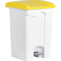 Tretabfallbehälter 45l Kunststoff weiß Deckel gelb