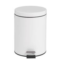Bolero White Pedal Bin in Stainless Steel with Removal Inner Bucket 5L
