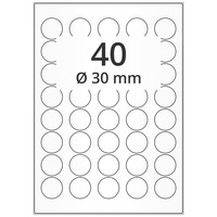 Wetterfeste Folienetiketten Ø 30 mm, transparent, 4.000 Polyesteretiketten auf 100 DIN A4 Bogen, Universaletiketten permanent