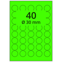 Neonetiketten Ø 30 mm, 4.000 Papieretiketten auf 100 Blatt DIN A4 Bogen, Farbetiketten leuchtgrün für Laser