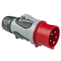 PC ELECTRIC CEE-Phasenwender-Stecker "GRIP TT" mit schraubloser Anschlusstechnik (400V / 16A | 5-polig | IP54) - in rot/grau