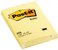 Post-it® Notes 656, 51 x 76 mm, gelb, 1 Block à 100 Blatt