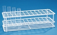 Reagenzglasgestell 2 x 10 Gläser aus Draht m.weißem Nylonüberzug