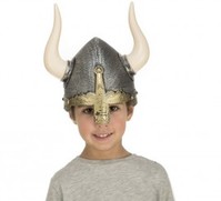 Casco de Vikingo con cuernos y cubre nariz Infantil T.Única