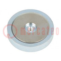 Magnet: permanent; neodymium; H: 8mm; 500N; Ø: 40mm; Thread len: 6mm