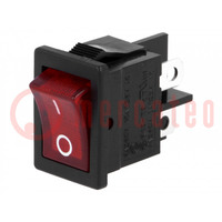 ROCKER; DPST; Pos: 2; ON-OFF; 6A/250VAC; red; neon lamp; 250V; 50mΩ