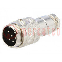 Plug; microphone; male; PIN: 6; for cable; straight