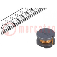 Inductor: wire; SMD; 4.7uH; 3.7A; ±20%; Q: 31; Ø: 8mm; H: 5mm; 30mΩ