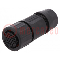 Connector: circular; plug; for cable; PIN: 19; female; w/o contacts