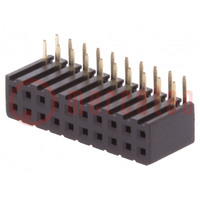 Socket; pin strips; female; PIN: 20; angled 90°; 2mm; THT; 2x10