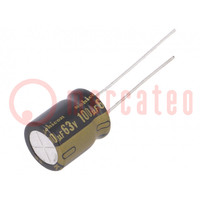 Capacitor: electrolytic; THT; 100uF; 63VDC; Ø10x12.5mm; Pitch: 5mm