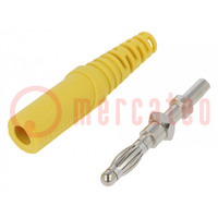 Plug; 4mm banana; 32A; 33VAC; 70VDC; yellow; non-insulated; 2.5mm2
