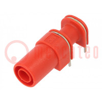 Socket; 4mm banana; 24A; red; PCB; insulated,angled; 33mm