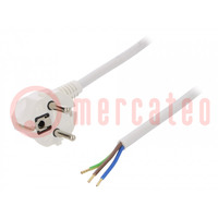 Câble; 3x1,5mm2; PVC; 3m; blanc; 16A; 250V