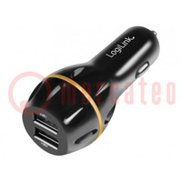 USB-Netzteil; USB-A-Buchse x2; Sp.Strom: 12÷24VDC; schwarz