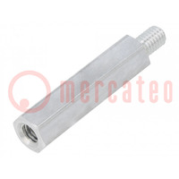 Screwed spacer sleeve; 40mm; Int.thread: M6; Ext.thread: M6