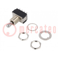 Switch: toggle; Pos: 3; 4PDT; ON-OFF-ON; 6A/125VAC; 6A/6VDC; MTG