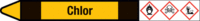 Rohrmarkierer mit Gefahrenpiktogramm - Chlor, Gelb/Schwarz, 2.6 x 25 cm, Seton