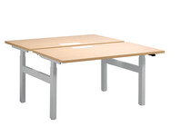 Pôle 2 bureaux Ergomaxx chêne clair L 140 cm piètement métal aluminium