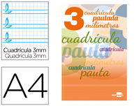 LIBRETA LIDERPAPEL PAUTAGUIA TAPA CARTONCILLO 32 HOJAS DIN A4 70 GR CUADRICULADO PAUTADO 3 MM