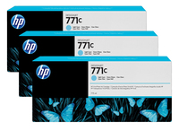 HP Pack de ahorro de 3 cartuchos de tinta DesignJet 771C cian claro de 775 ml